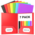 7 Pack Folders with Pockets, Colored Paper Pocket Folder