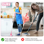 Mop Handle Compatible with Swiffer, Detachable Pink Extra Long Mop Handle for Swiffer