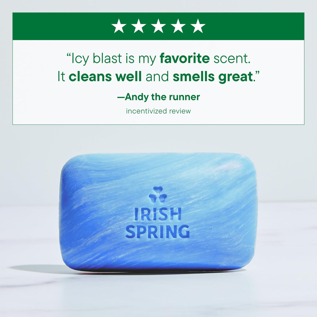 Buy now Irish Spring Icy Blast Bar Soap for Men, Mens Soap, Smell Fresh and Clean 12 Hours, Men Bars Washing Hands Body, Mild Skin, Recyclable Carton, 24 Pack, 3.7 Oz at indiglob india