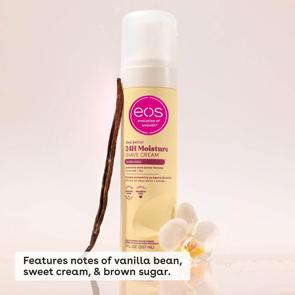 eos Shea Butter Shave Cream- Vanilla Bliss, 24H Moisture, 7 fl oz, 2 Pack