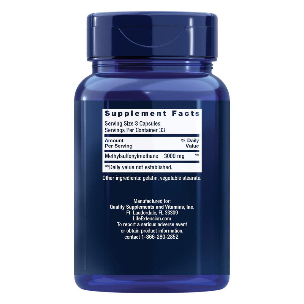 Life Extension MSM, Methylsulfonylmethane, 1000 mg, 100 Capsules