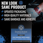 Saniderm - Tattoo Aftercare Bandage 10 Sheets - 4 x 4 Inch Small Pack | Contains Waterproof, Sterile, Latex-Free Bandage Sheets and Medical-Grade Tattoo Aftercare Film for Fresh Ink Protection.