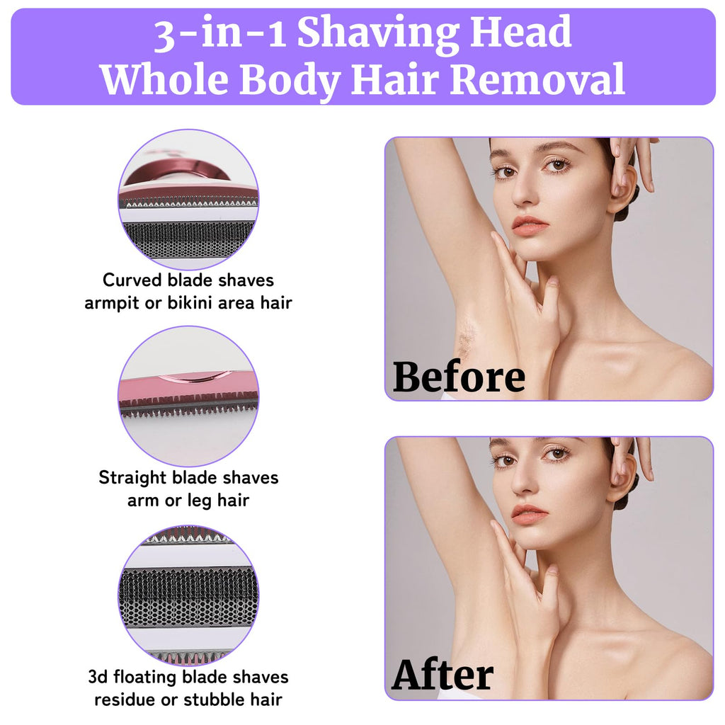 Electric Razors LED Display for Women Men, 2026 Wet/Dry Lady Electric Shaver,4 in 1 Hair Remover with IPX7 Waterproof,Smooth & Silky Portable Bikini Electric Grooming Set (Pink)