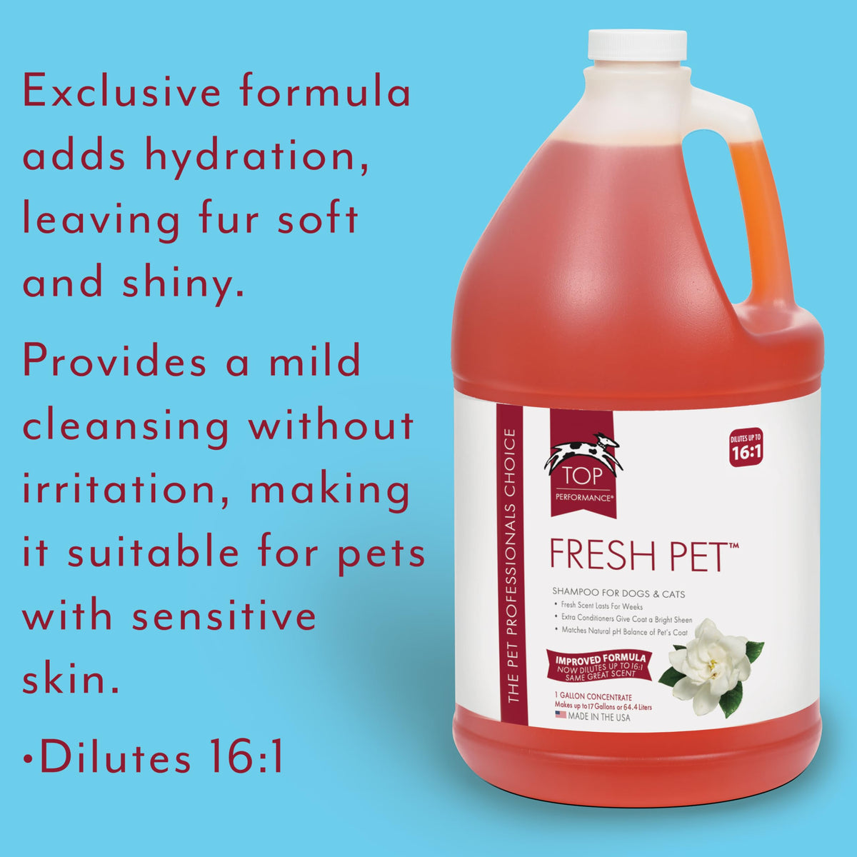 Top Performance Fresh Pet Shampoo, 1-Gallon,Black