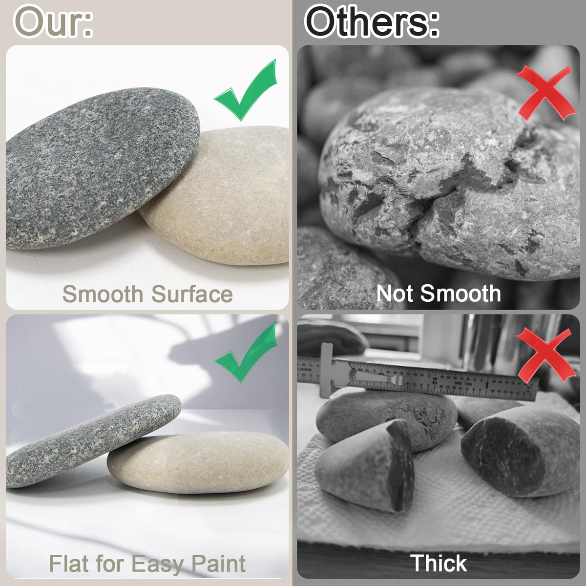 Rocks for Painting 40pcs 2-4” River Rock for Paint Natural Flat & Smooth Stones for Painting for Kids & Adult Craft Gifts Halloween