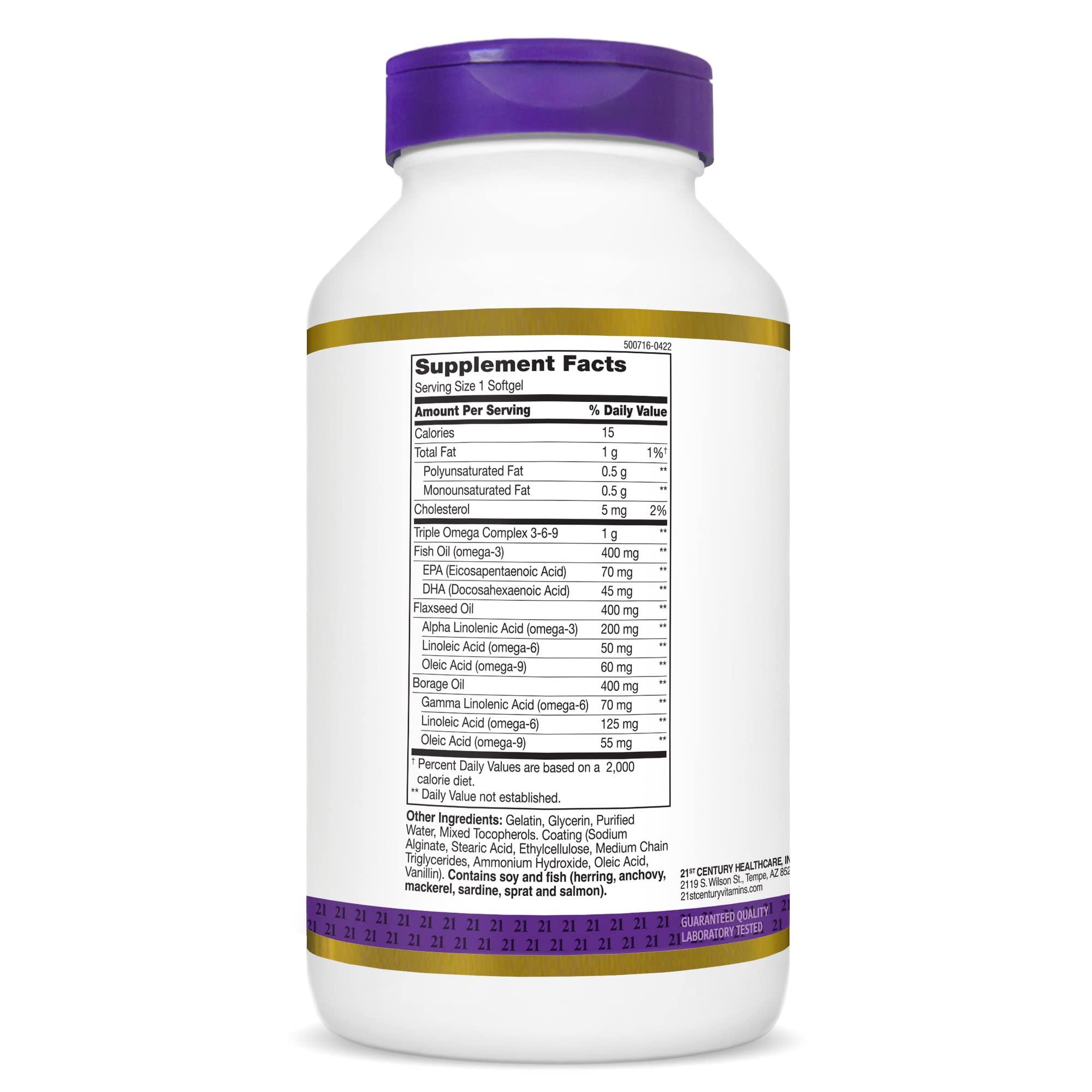 Buy now 21st Century Triple Omega Complex 3 6 9 Enteric Coated Softgels, 180 Count Bottle (22875) at indiglob india
