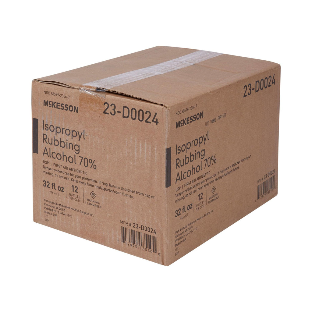 McKesson Isopropyl Rubbing Alcohol 70% USP First Aid, 32 oz, 2 ct