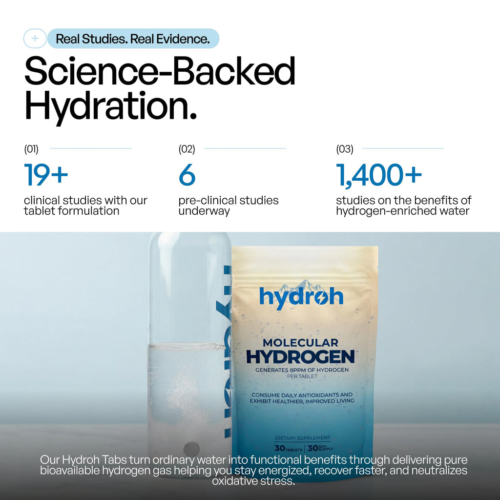 Hydrogen Water Tablets, Molecular Hydrogen Tablets for Drinking Water, Quick-Dissolving Unflavored H2 Tabs, Up to 12 PPM Hydrogen, No Equipment Needed (30-Day Supply)