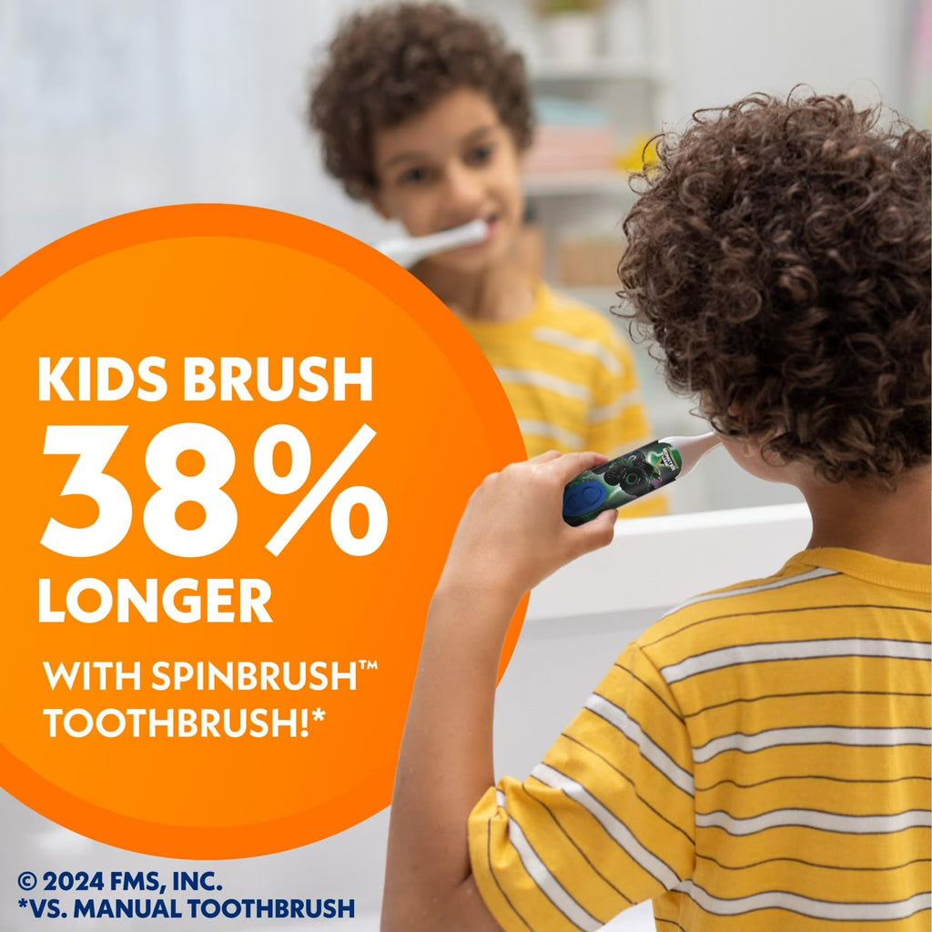 Spinbrush Monster Jam Grave Digger Battery Powered Electric Toothbrush for Children Ages 3+ with AA Battery, Soft Head Bristles