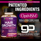 Hair Growth Vitamins for Women | Biotin 10,000mcg, Collagen, Patented OptiMSM®, goMCT®, Saw Palmetto | Naturally Supports Stronger & Healthier Hair, Skin and Nails |Non GMO + Made in USA|60 Day Supply