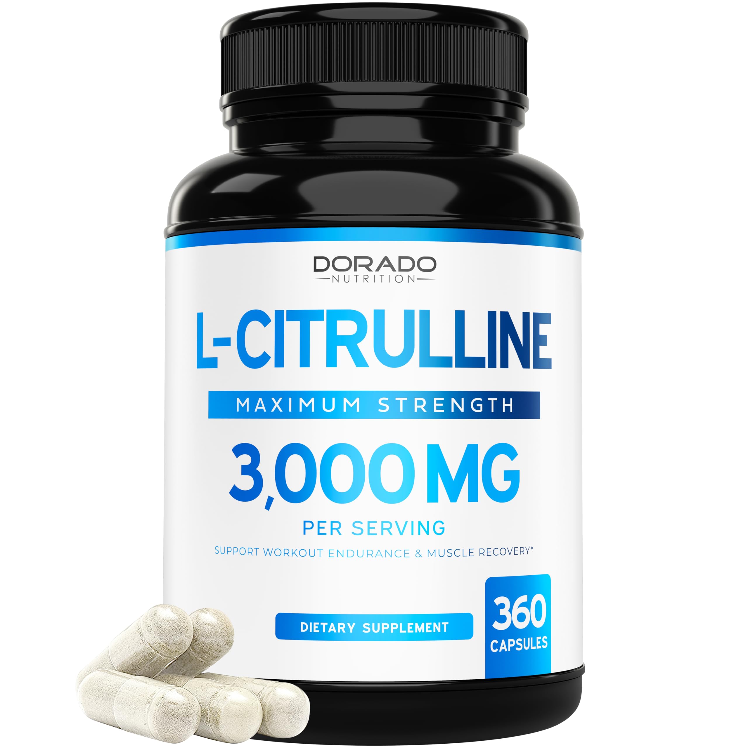 L Citrulline 3000mg Supplement (240 Capsules) Support L Arginine & Nitric Oxide Pills - L-Citrulline For Men & Women - Muscle Recovery & Pump Supplement - 3rd Party Tested, Vegan, Non-GMO - USA Made