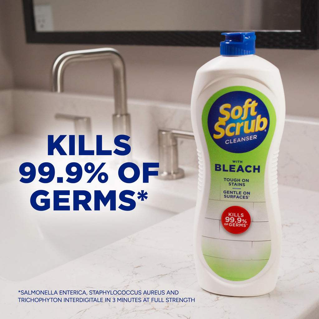 Soft Scrub Cleanser with Bleach, 36 Oz, Multi Surface Cleaner, Germ Kill