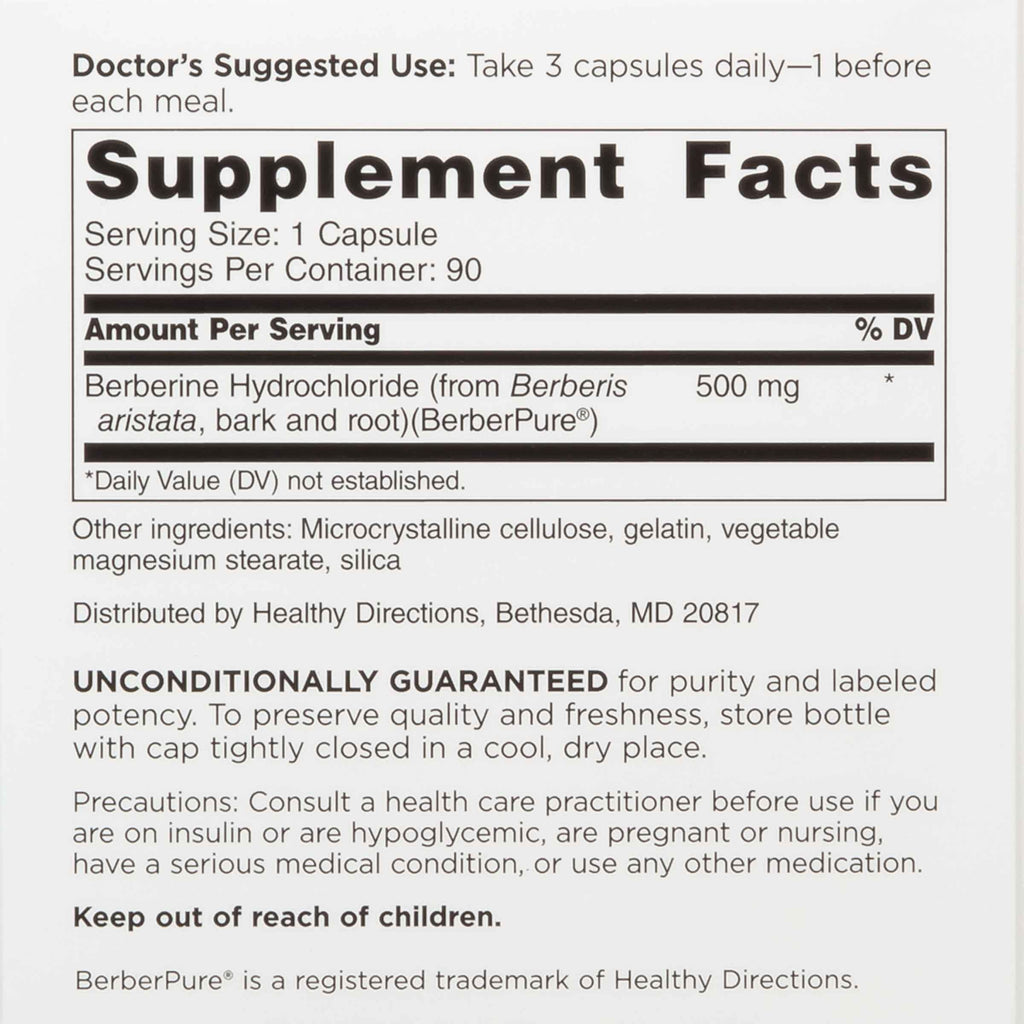 DOCTORS' PREFERRED Berberine HCl Clinical Grade Supplement, 90 Capsules | Metabolic and Cardiovascular Health | Doctor Formulated