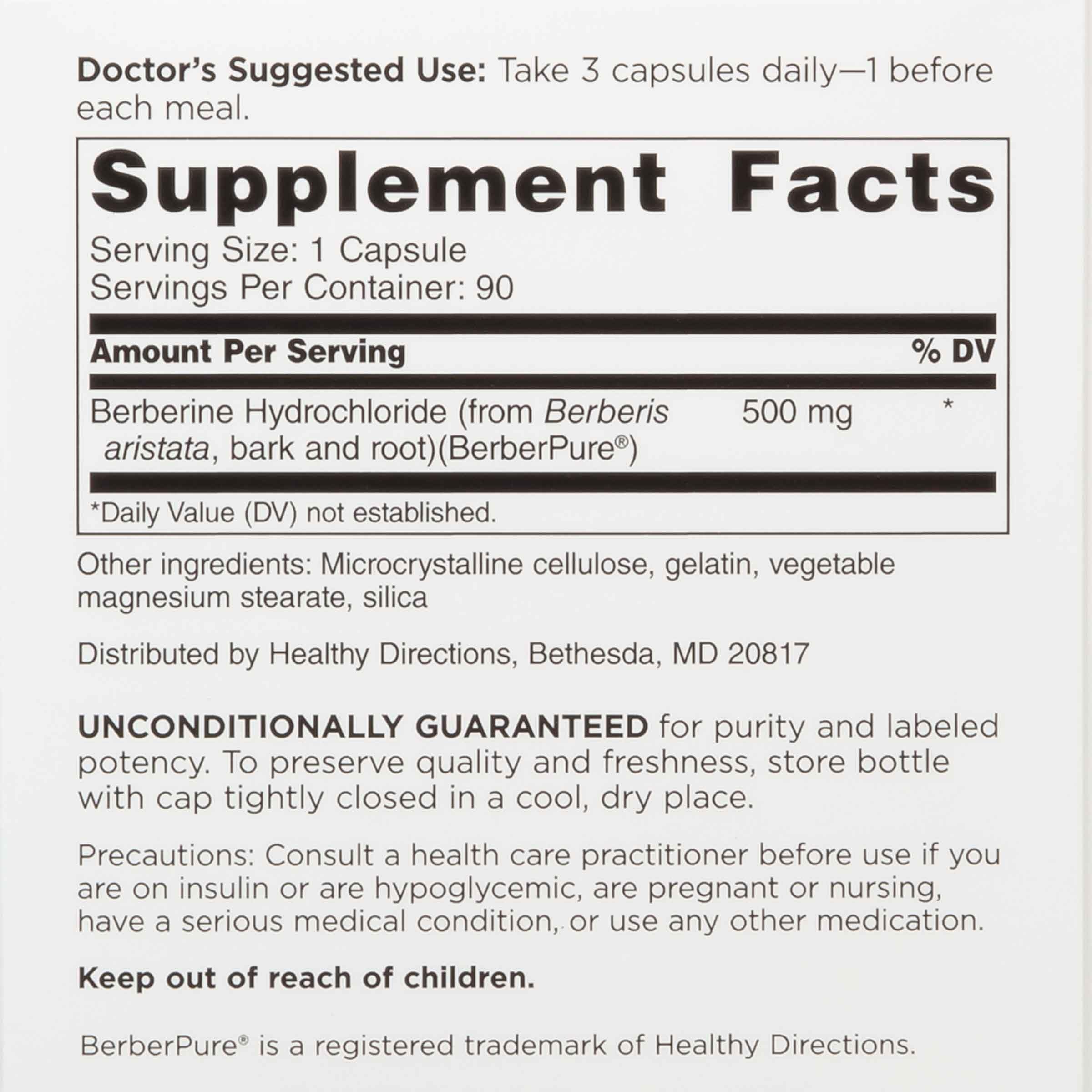 DOCTORS' PREFERRED Berberine HCl Clinical Grade Supplement, 90 Capsules | Metabolic and Cardiovascular Health | Doctor Formulated