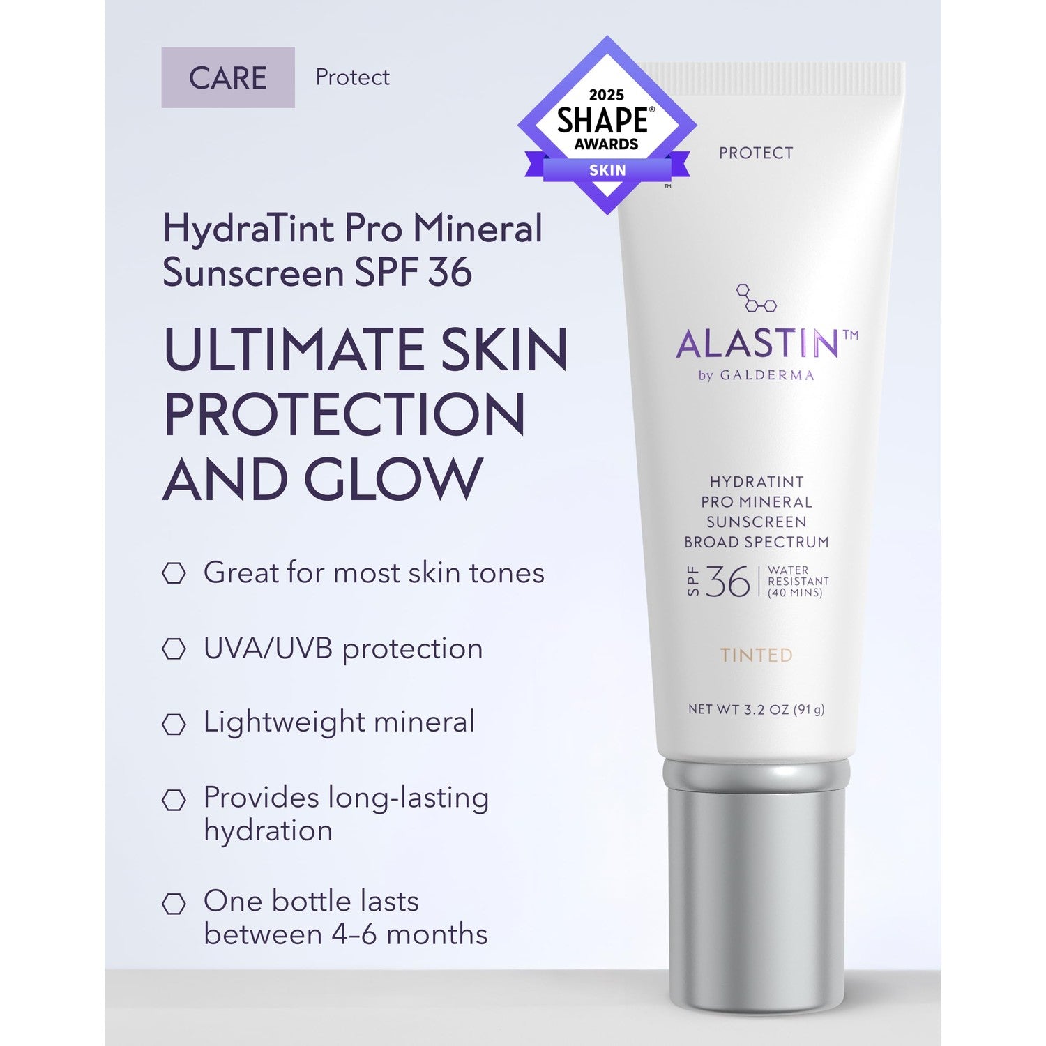 ALASTIN Skincare HydraTint Pro Mineral Tinted Sunscreen SPF 36 (3.2 oz) | 2-in-1 Daily Sunblock Moisturizer for Ultimate Protection and an Even Glow on Face & Neck, Fragrance-Free, Water Resistant