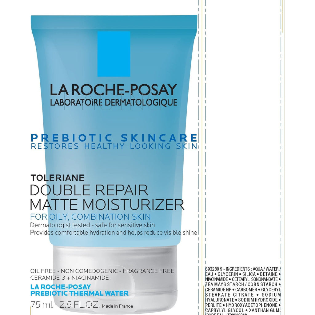 La Roche-Posay Toleriane Double Repair Matte Face Moisturizer, Daily Moisturizer For Oily Skin With Ceramide And Niacinamide For All Skin Tones, Oil Free, Non-Comedogenic, Available with SPF 30