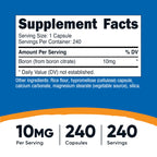 Nutricost Boron Capsules 10mg, 240 Vegetarian Capsules, Gluten Free | GMO-Free