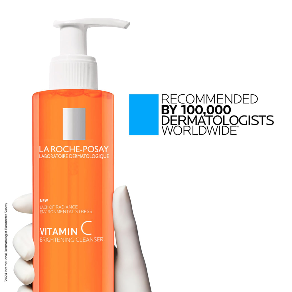 La Roche-Posay Vitamin C Brightening Face Wash, Gentle Foaming Facial Cleanser with Vitamin Cg and Vitamin B3 to Brighten and Even Skin Tone, Vitamin C Face Wash that Cleanses Dirt & Makeup, 200ml