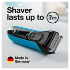 Braun Electric Series 3 Razor with Precision Trimmer, Rechargeable, Wet & Dry Foil Shaver for Men, Blue/Black, 4 Piece | Precision Trimmer, Rechargeable, Wet & Dry, Foil Shaver, 4 Piece