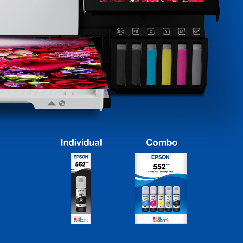 Epson 552 EcoTank Ink Ultra-high Capacity Bottle Gray (T552520-S) Works with ET-8500, 8550