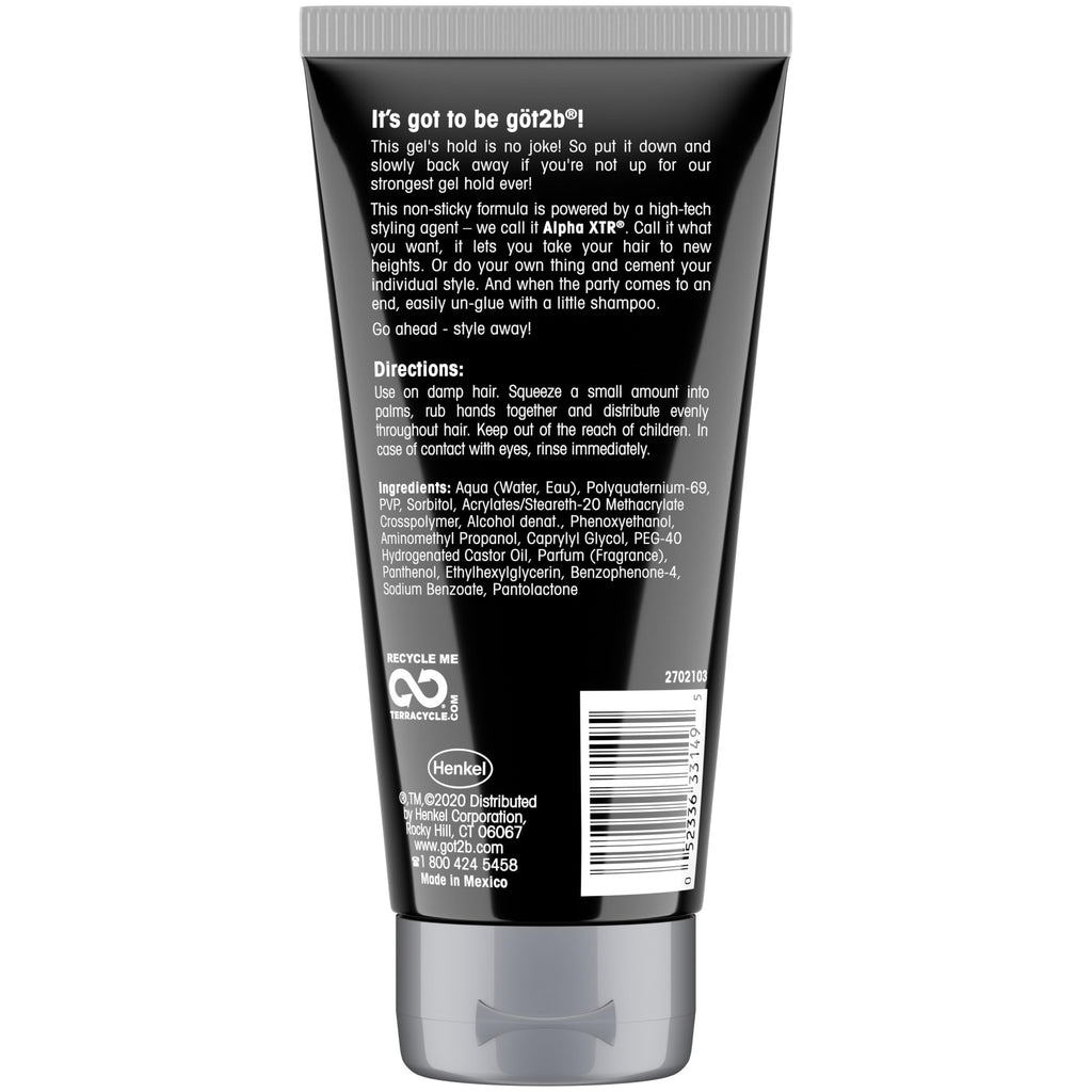 Got2B Ultra Glued Hair Gel, Extra Strong Hold, 6 Fl Oz + 1.25 Fl Oz | Locks styles in place, Non-sticky no-flake formula, Travel size included, For vertical spikes, Alpha XTR technology