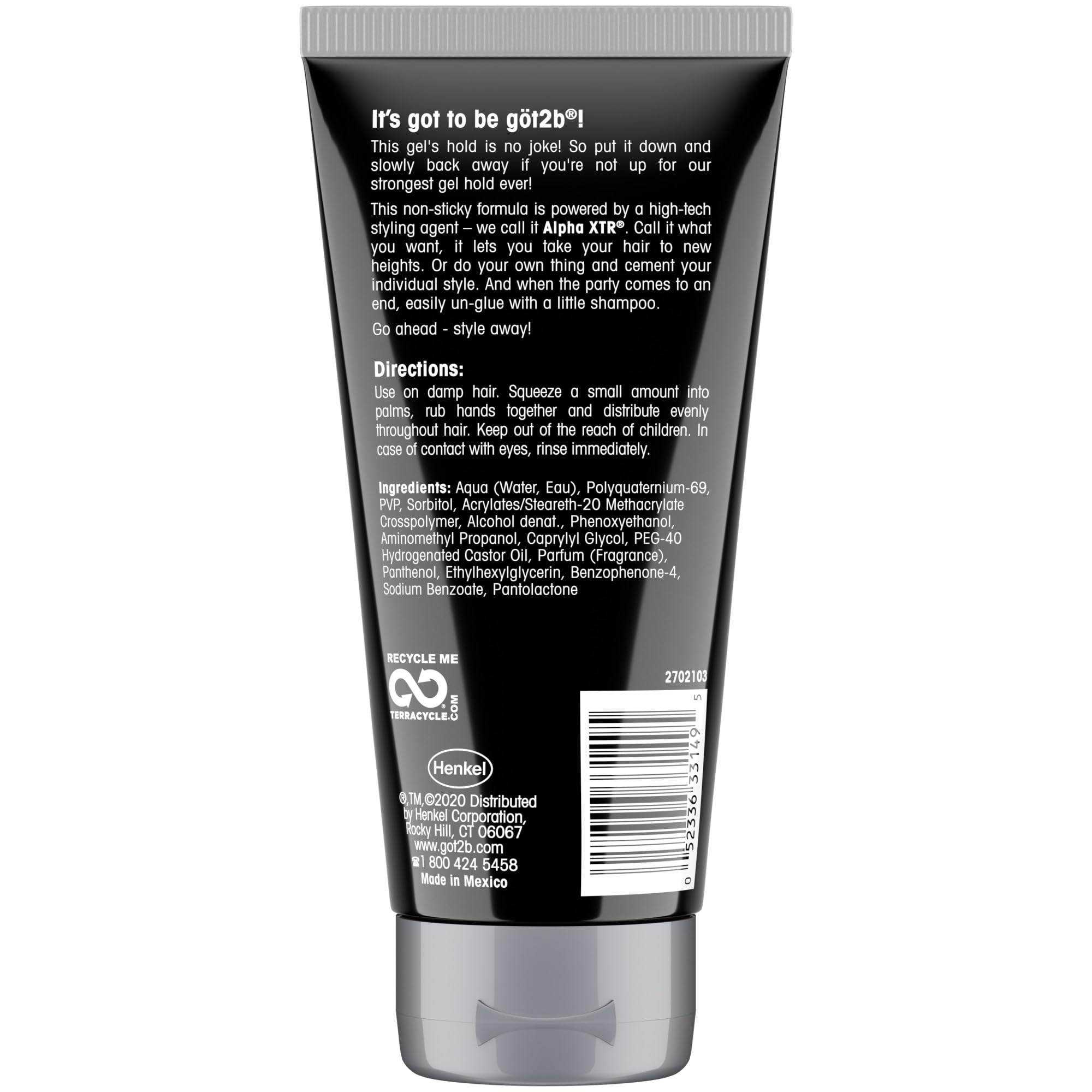 Got2B Ultra Glued Hair Gel, Extra Strong Hold, 6 Fl Oz + 1.25 Fl Oz | Locks styles in place, Non-sticky no-flake formula, Travel size included, For vertical spikes, Alpha XTR technology