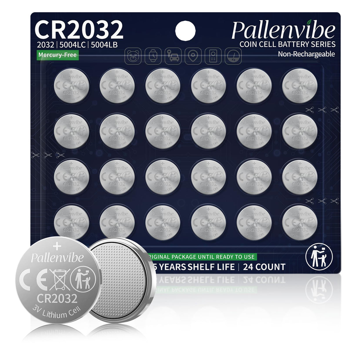 24 Pack CR2032 Battery,3V Lithium Coin Cells, Long Storage Life for AirTag