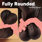 7 Inch Girth Huge Thick Black Dildo with Swinging Balls and Uncut Glans