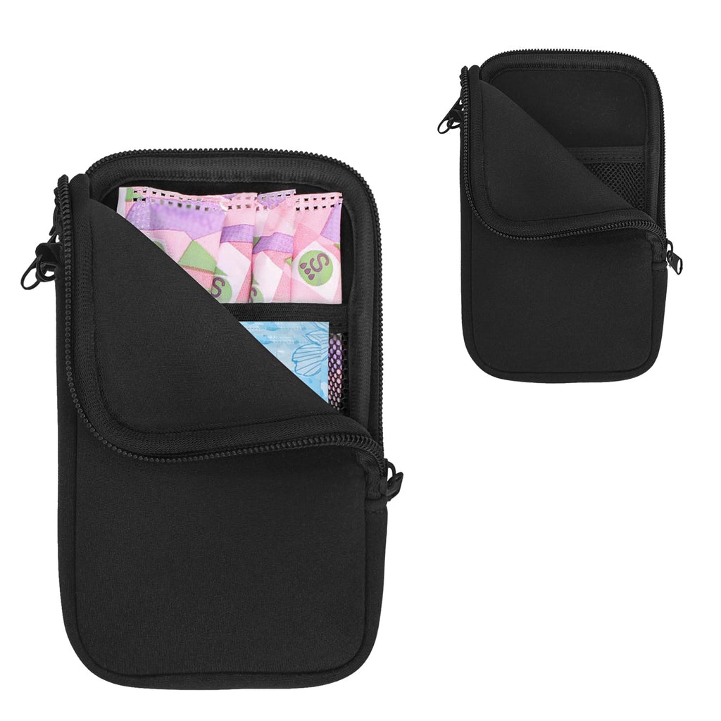 Tampon Holder for Purse, Portable Tampon Bag Organizer Case for Women’s Purse, Travel-Friendly Discreet Period Bag for Feminine Products, Waterproof Pad Bag, Black(Bag Only)