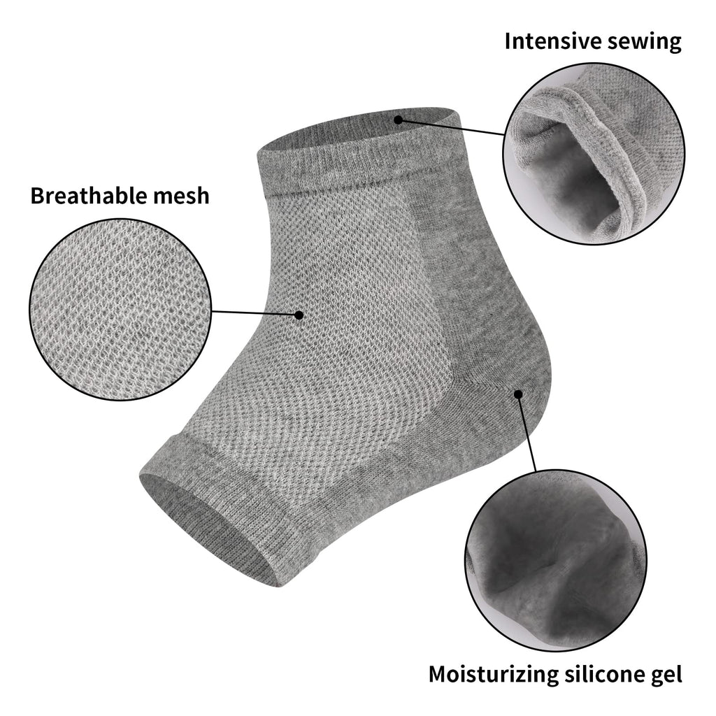 Vaincre 4 Pairs Toeless Gel Heel Socks for Women Overnight Foot Repair
