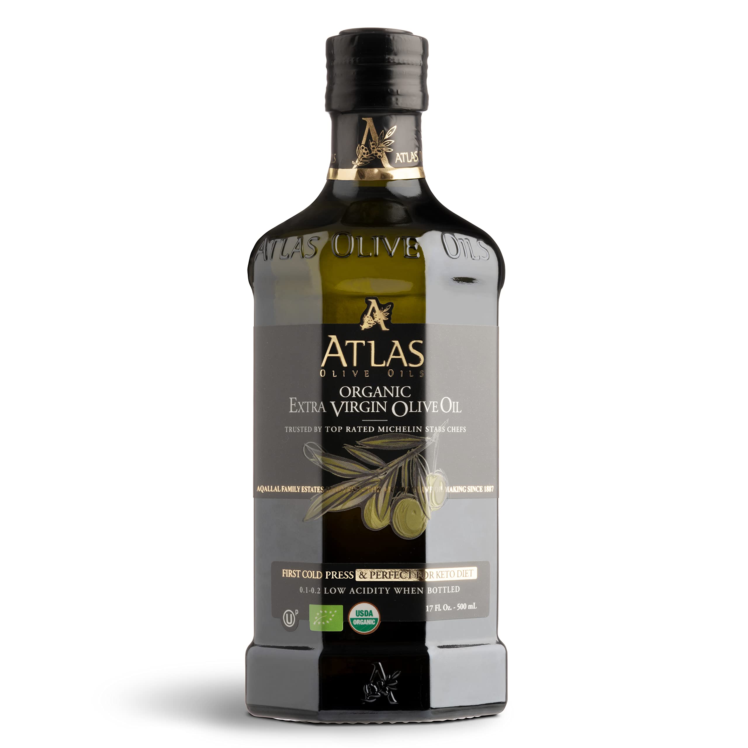 Buy now Atlas 750 mL Organic Cold Press Extra Virgin Olive Oil in Glass Bottle, Polyphenol Rich from Morocco | Newly Harvested Unprocessed from One Single Family Farm | Moroccan EVOO Trusted by Award-Winning Chefs 17 Fl Oz (Pack of 1) at indiglob india