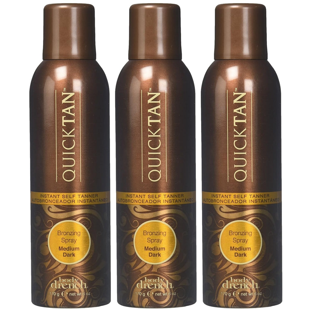 Body Drench QuickTan Instant Self Tanner Bronzing Spray, Salon-Quality Medium/Dark Tan, Streak-Free, Tinted Formula, 6 oz, 1-pack