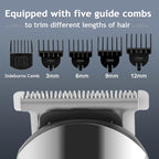 Ufree Beard Trimmer for Men, Waterproof Electric Razor, Grooming Kit | Stainless steel blades, six interchangeable heads, wet and dry use, USB rechargeable, for face body nose ear trimming, silver