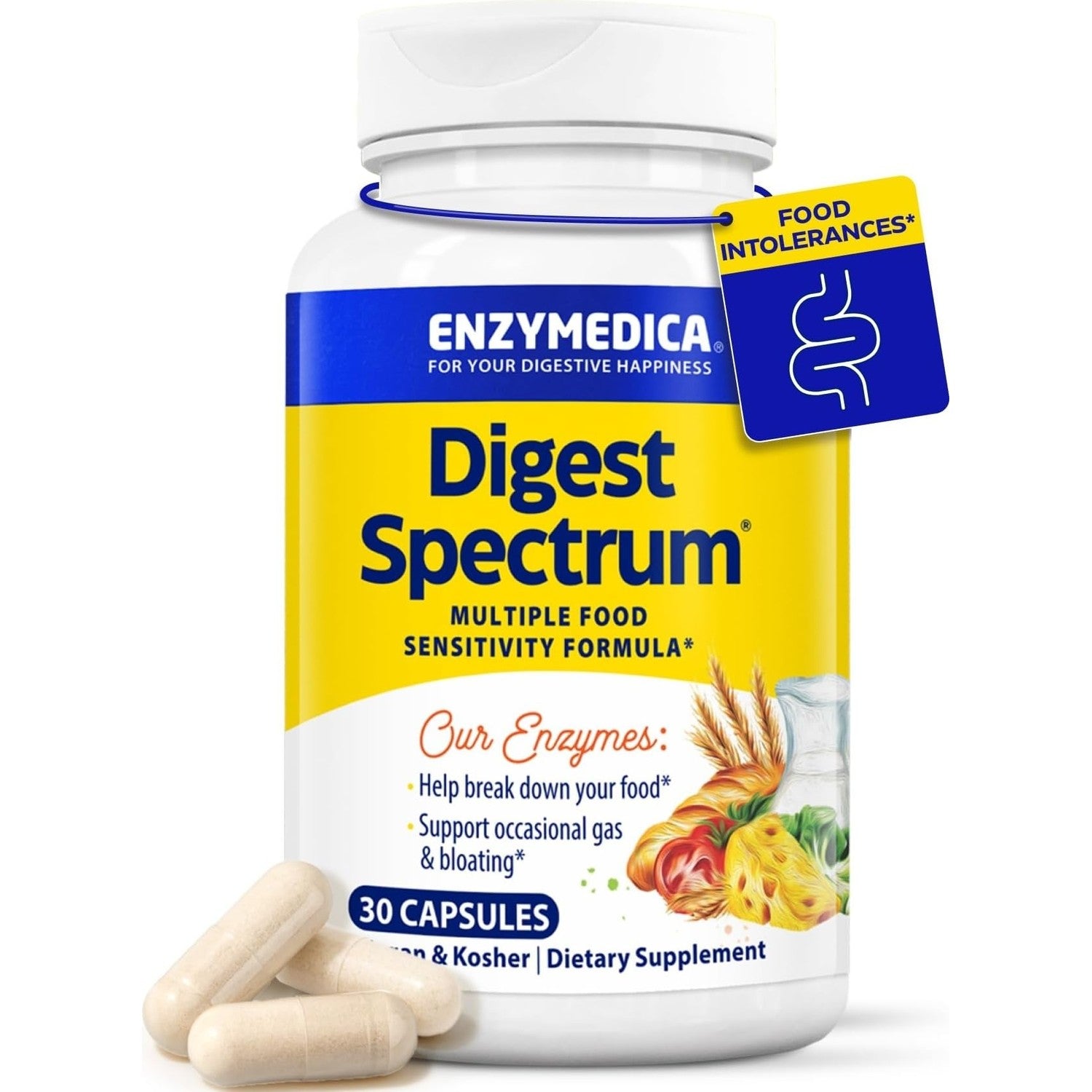 Enzymedica Digest Spectrum - Helps Gas & Bloating - 30 Capsules | Digestive Enzyme Supplement for Women & Men, Enzymes for Digestion, Gut Health, & Multiple Food Intolerances
