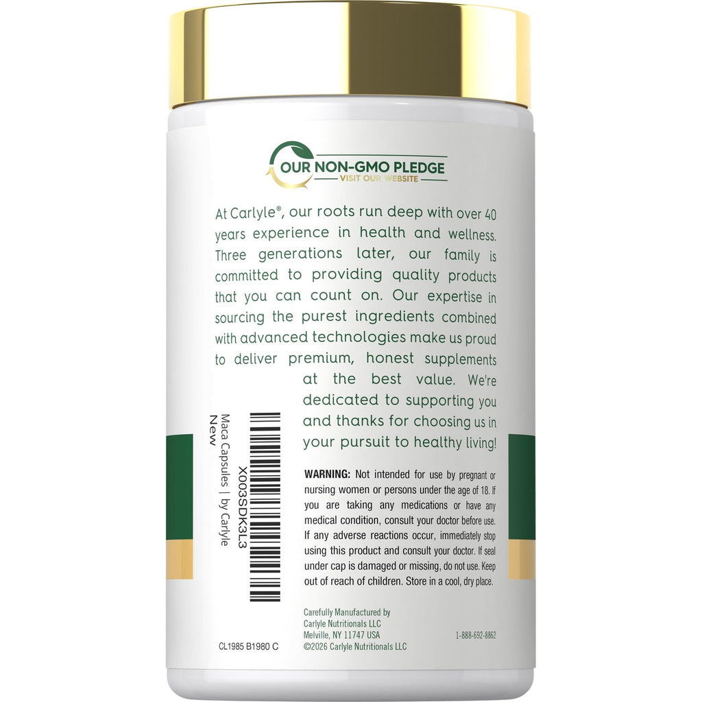 Carlyle Maca Root Capsules for Women & Men | 180 Count