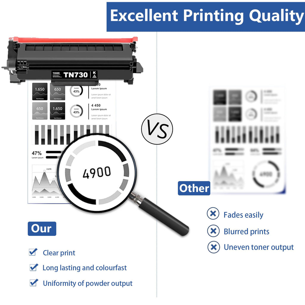 TN730 TN-730 Black Toner Cartridges 2 Pack Compatible TN730 Toner