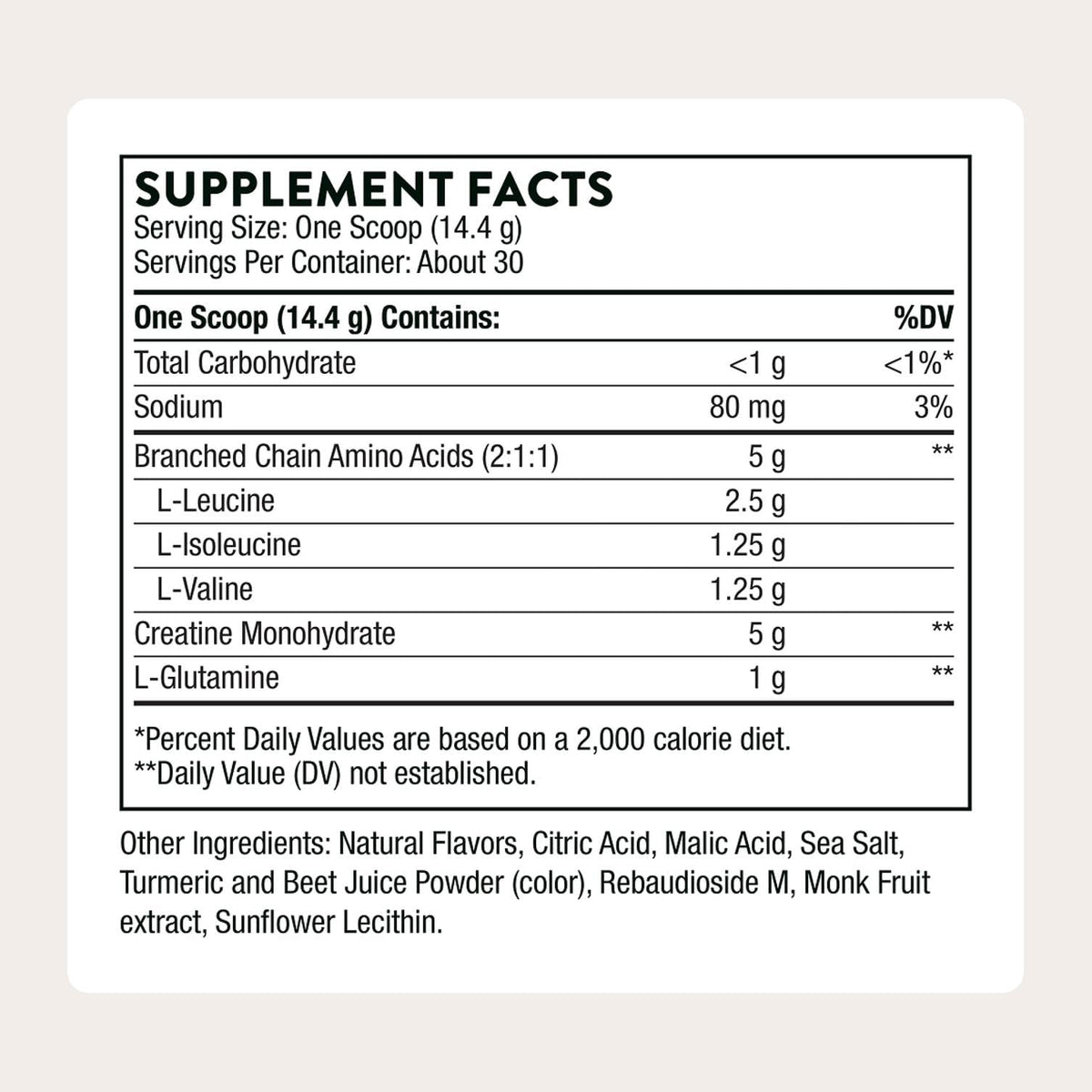THORNE Creatine + BCAAs, 5 g Creatine Monohydrate & 5 g BCAAs, 30 Servings