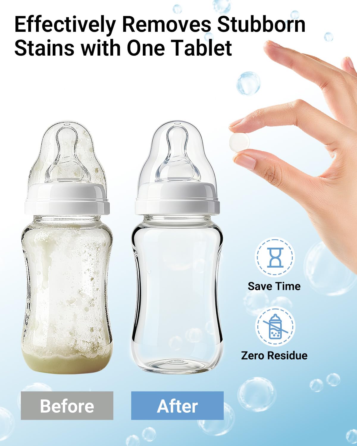 Bear Official Bottle Washer Tablets, 180 Count - Detergent Tablets for Bear & All Brand Bottle Washers, Powerful Milk Residue Remover