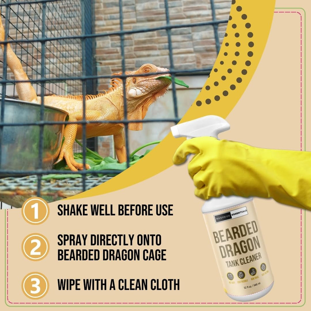 Bearded Dragon Tank Cleaner Spray, 32oz – Non-Toxic, No-Rinse, Made in USA