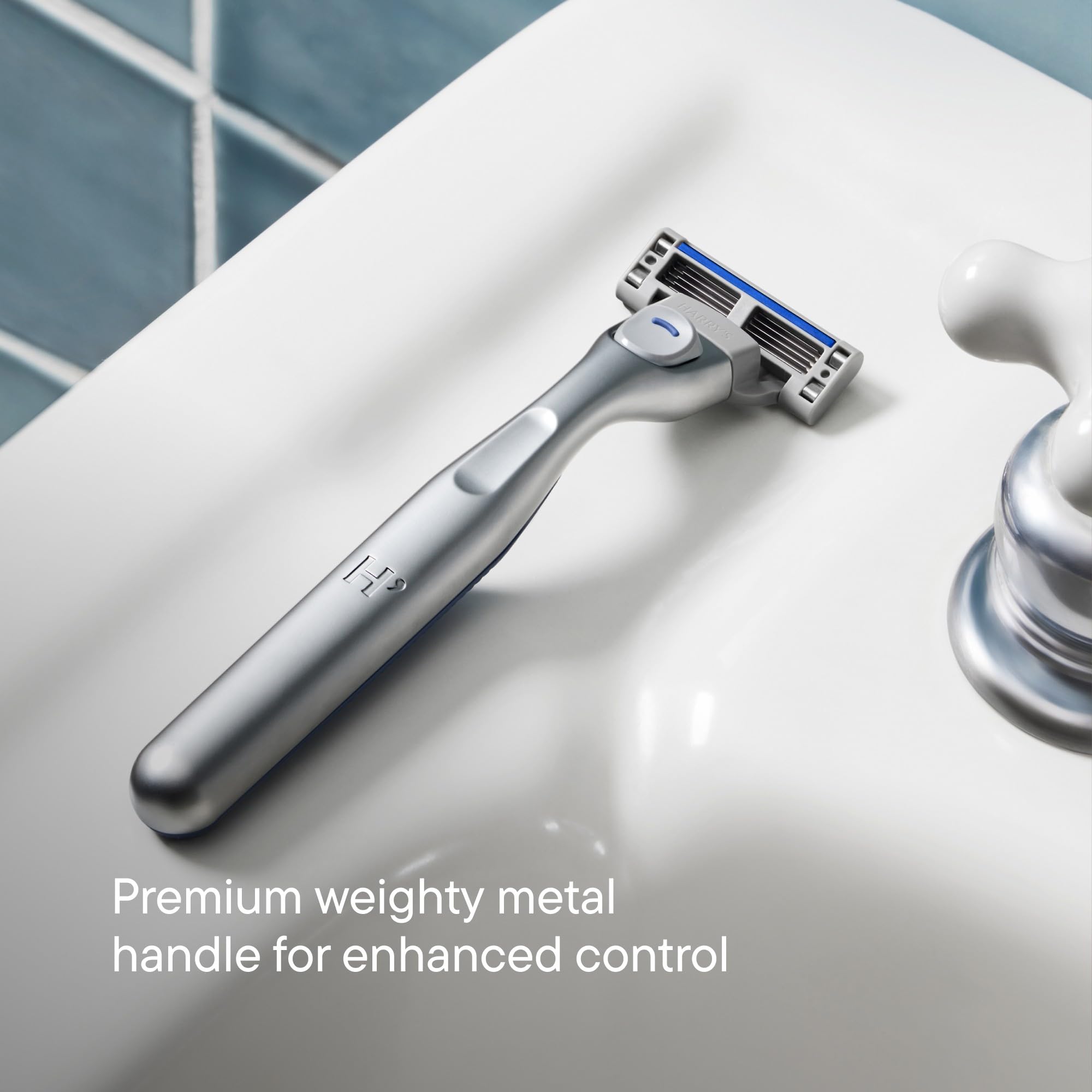 Harry's Plus Razor and Blade Value Pack, 1 Razor Handle (Tide), 9 Razor Blade Refill Cartridges- German Engineered- Up to 12 Months of Smooth Shaving