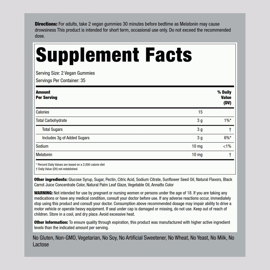 Piping Rock Melatonin Gummies 10mg | 70 Count | Berry Flavor Supplement | Vegan, Non-GMO, Gluten Free