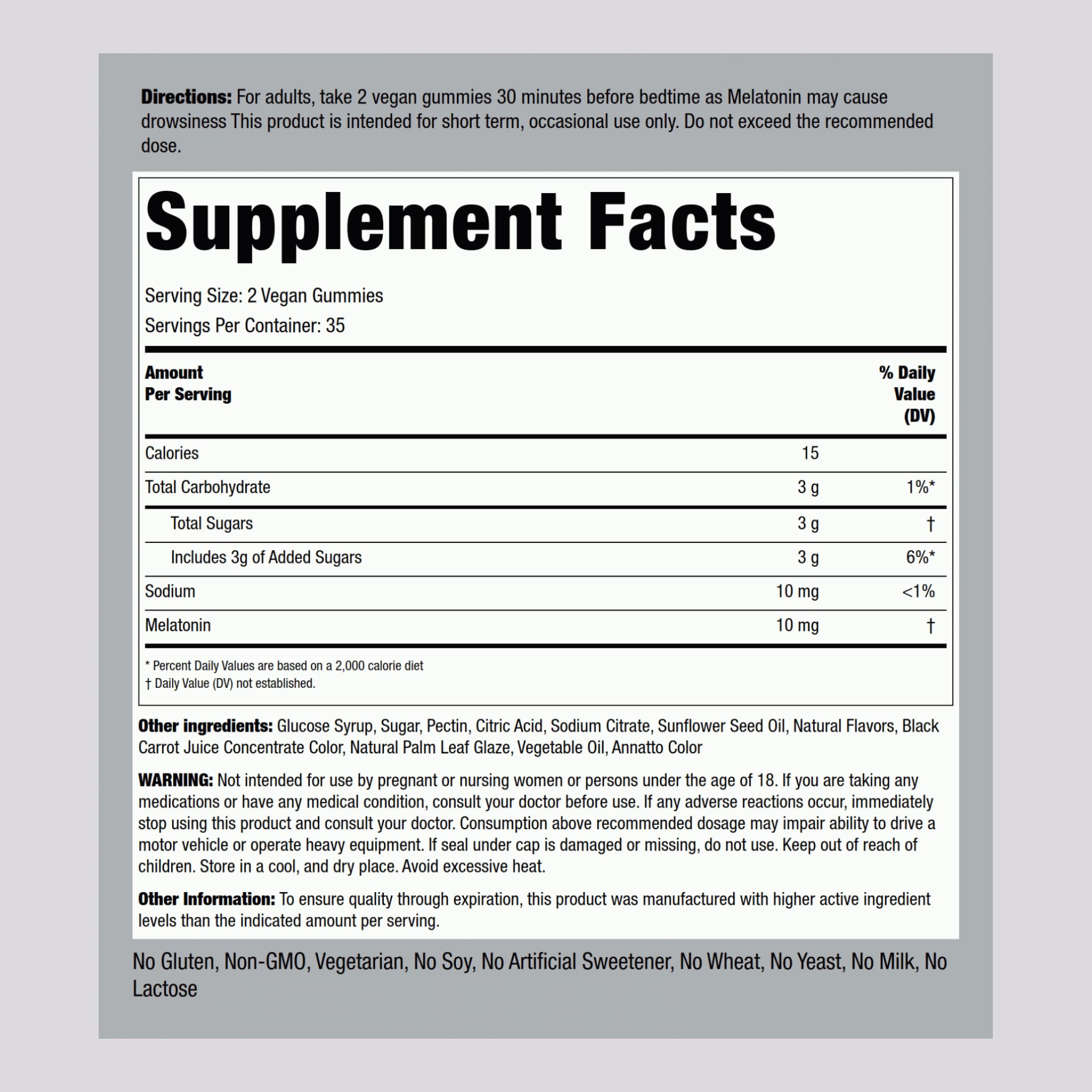 Piping Rock Melatonin Gummies 10mg | 70 Count | Berry Flavor Supplement | Vegan, Non-GMO, Gluten Free
