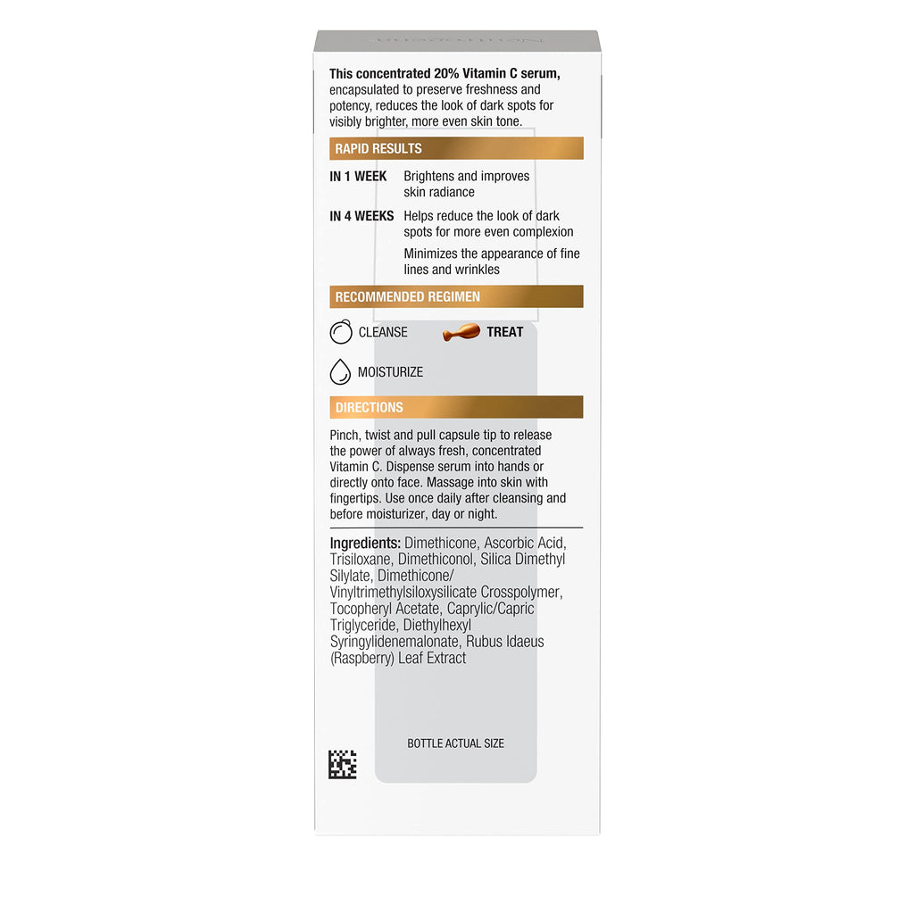 Buy now Neutrogena Rapid Tone Repair 20% Vitamin C Brightening Serum Capsules, Antioxidant Face Serum to Brighten Look of Dark Spots & Even Skin Tone, Oil-Free, 30 Serum Capsules at indiglob india