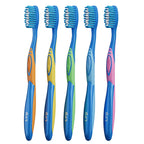 Medium Bristle Toothbrush for Adults, Manual Whitening Brush with Spiral Bristles Removes Smoke, Tea & Coffee Stains – Deep Plaque Clean, Rounded Tips for Gum Safety，5 Pack
