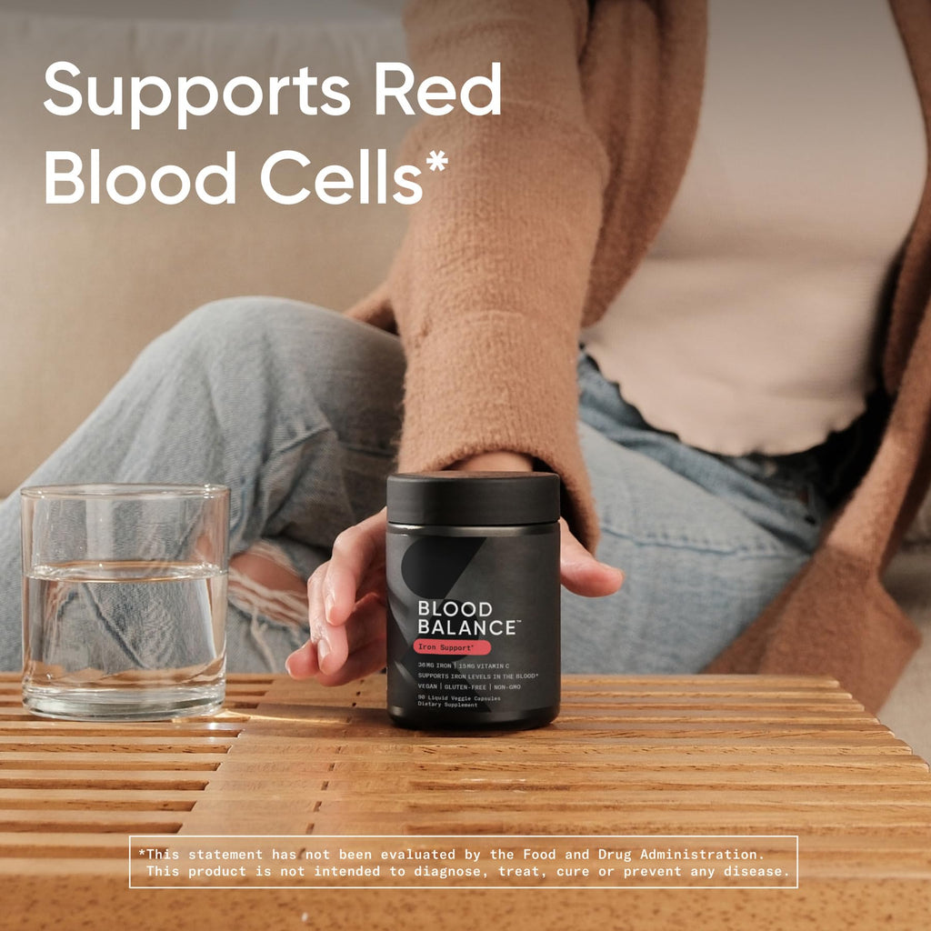 Sports Research® Blood Balance Iron Supplement 36mg, 90 Liquid Caps | 36mg Iron, Folate & Vitamin C for Absorption | Red Blood Cell Support for Women & Men | Vegan Certified, Non-GMO, Gluten-Free