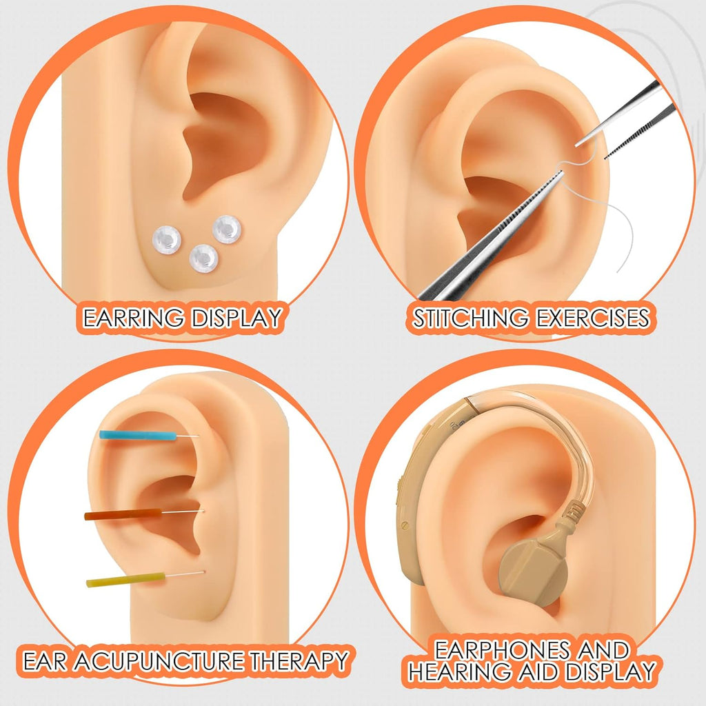 Buy now 2 Pcs Silicone Ear Model Left and Right Soft Flexible Model Fake Ear Piercing Practice Silicone Body Parts Realistic for Jewelry Display Acupuncture Mannequin Teaching Instruction at indiglob india