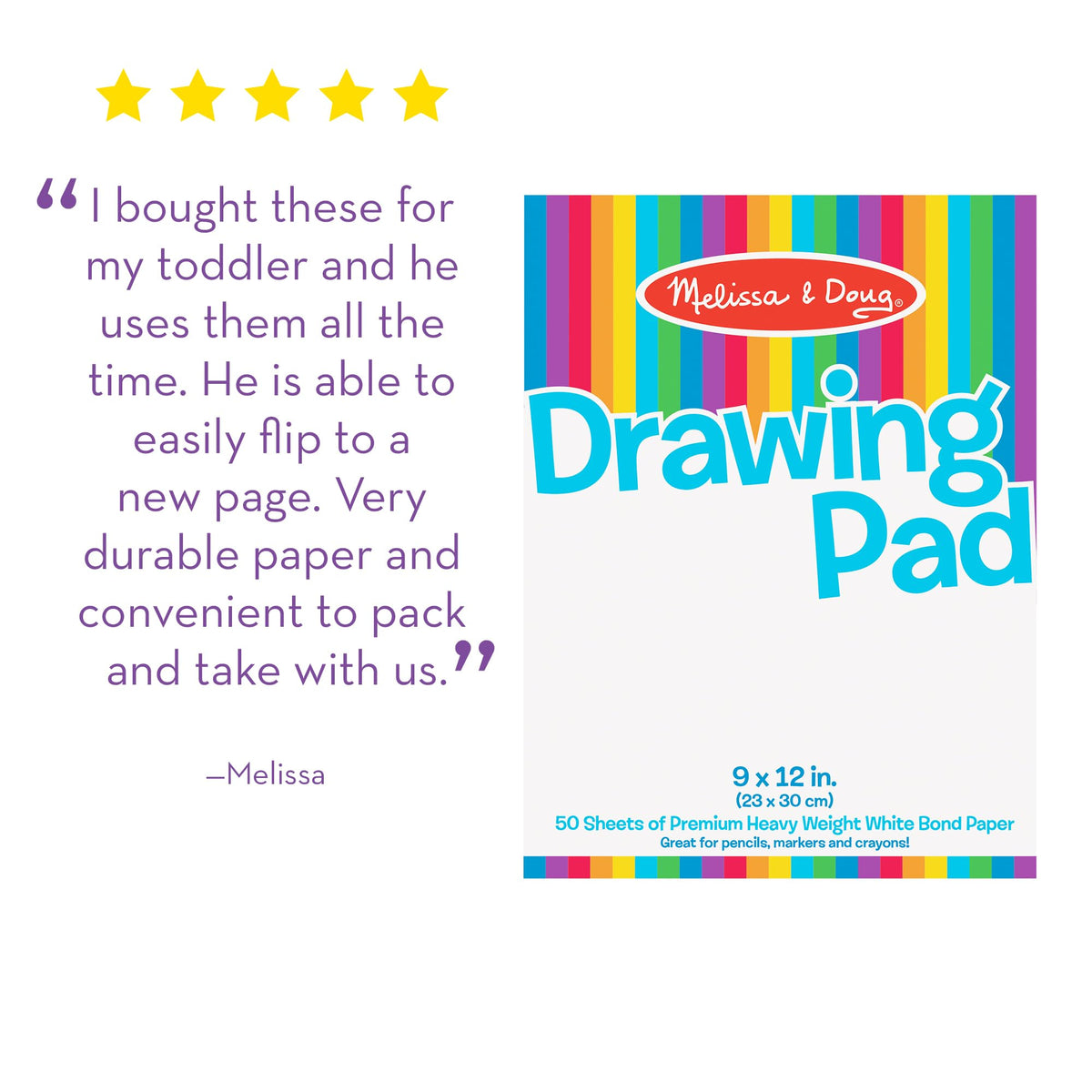 Melissa & Doug 9x12 Drawing Paper Pad 3-Pack
