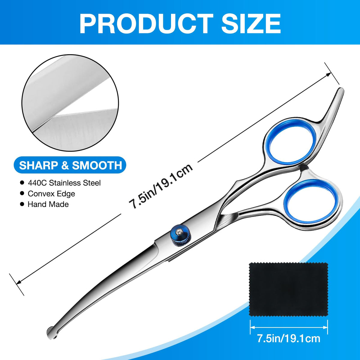 Dog Grooming Scissors Curved Shears Set Rounded Trimming Scissors for Professional Pet Dogs Cats Doodles Face Paws Matted Hair Removal at Home Use Supplies Station for Carding Tools and Trimmer