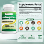 Buy now Best Naturals Astragalus Capsule, 1000 mg, 120 Count at indiglob india