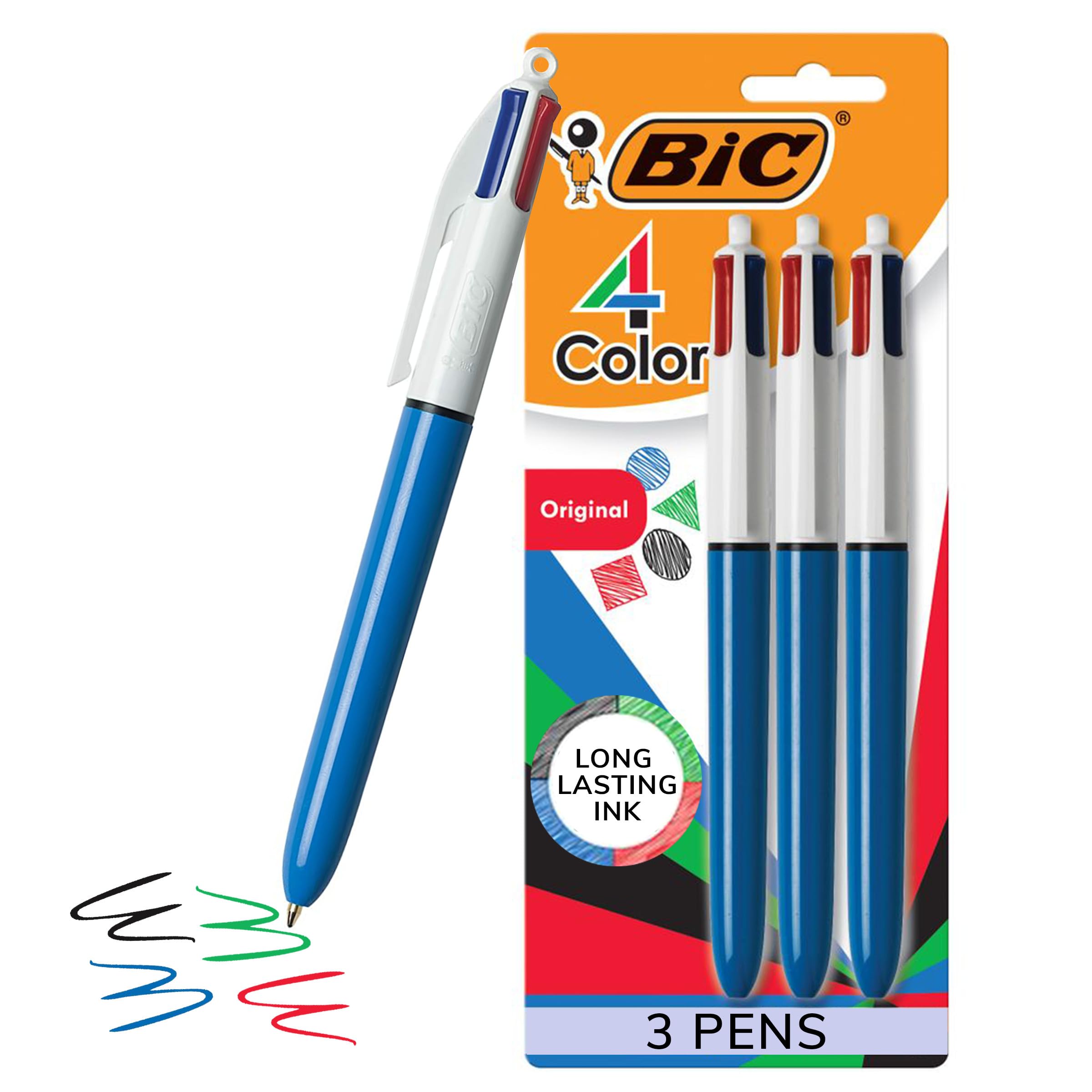 Buy now BIC 4-Color Original Retractable Ballpoint Pen with 1.0 mm Medium Point, 3-Count in Assorted Ink at indiglob india
